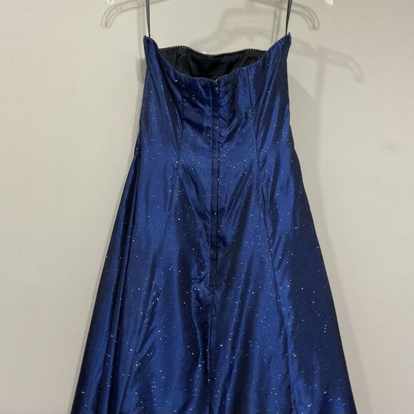 Scott McClintock Blue Glitter Strapless Formal Dress Gown Fit & Flare Maxi Sz 6 - Picture 6 of 10